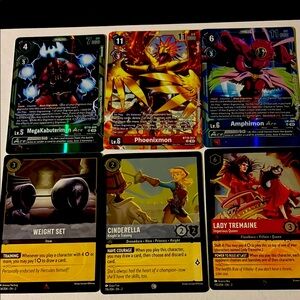 Digimon and Disney Lorcana trading cards